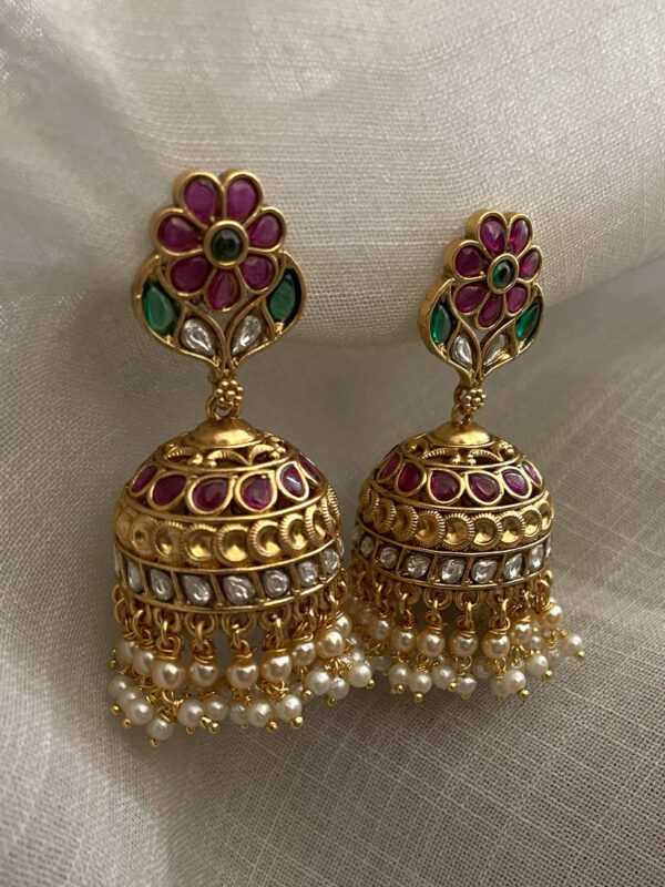 Pallavi Polki Temple Jhumki Earrings