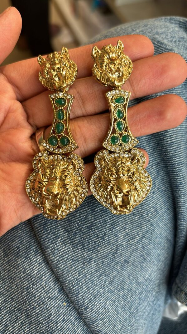 Green Sabyasachi Inspired Danglers Zircon/AD Earring