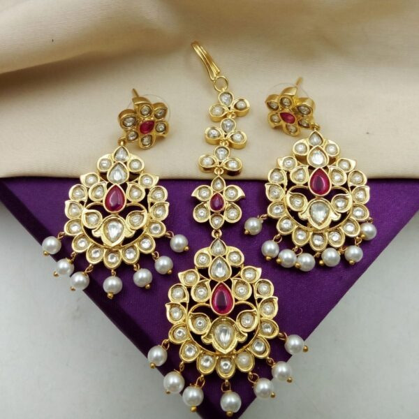 Ruby Mossonite Earrings with Tikka