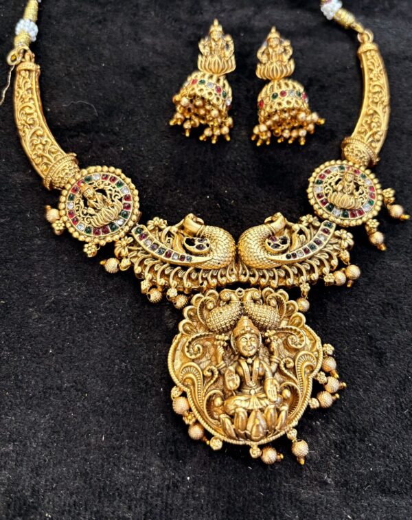 COPPER TEMPLE DIA NECKLACE WITH JHUMKIS